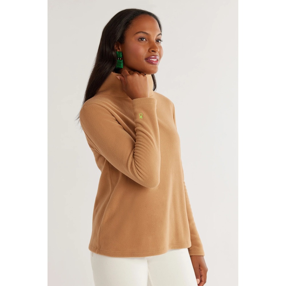 Dudley Stephens Park Slope Fleece Turtleneck Camel Tan Pullover Size L